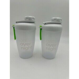 NEW 2 Oats Overnight White Shaker Blender Bottles Oatmeal NEW DESIGN BPA Free